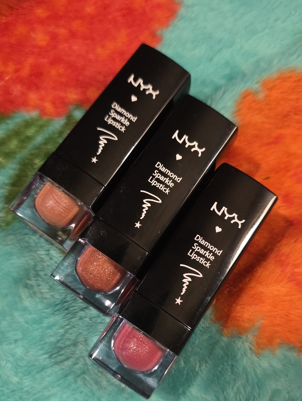 Nyx Sparkling Nude Beige Dusty Rose Diamond Sparkle Lipstick Lot Of 3